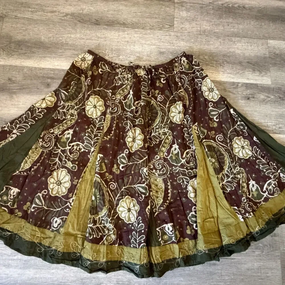 Vintage Boho Floral Cottage Prairie Festival Folk Gypsy Skirt Plus Size 22/24